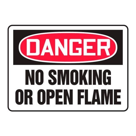 Accuform Accuform Danger Sign, No Smoking Or Open Flame, 10inW x 7inH, Adhesive Vinyl MSMK120VS